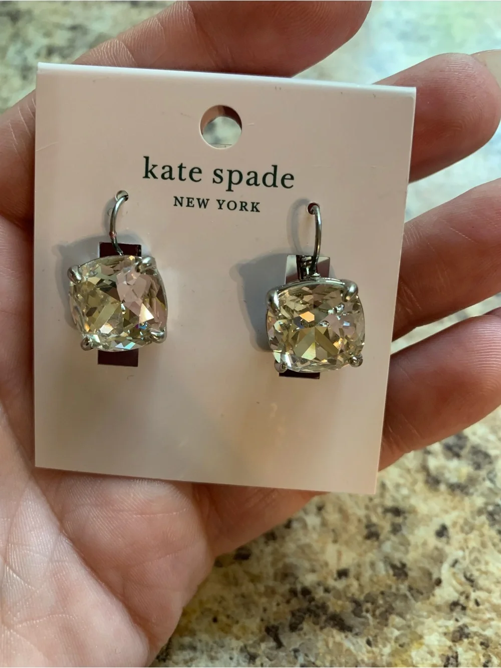 kate spade New York Silver Clear Crystal Drop Earrings